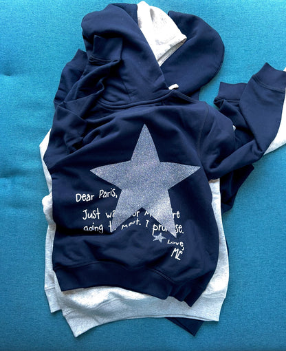 HOODIE BLEU NEW YORK À PAILLETTES