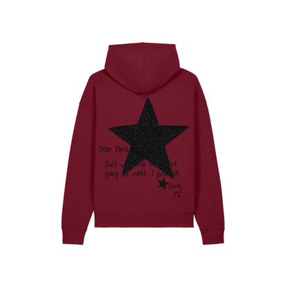 HOODIE BURGUNDY NEW YORK À PAILLETTES